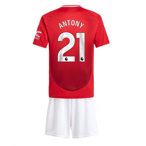 Fotbalové Dres Manchester United Antony #21 Dětské Domácí 2024-25 Krátký Rukáv (+ trenýrky)